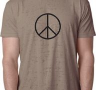 Mens Peace Shirt Basic Peace Black Burnout Tee T-Shirt