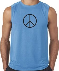 Mens Peace Shirt Basic Peace Black Sleeveless Tee T-Shirt