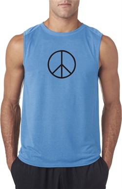 Mens Peace Shirt Basic Peace Black Sleeveless Tee T-Shirt