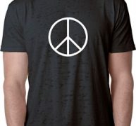 Mens Peace Shirt Basic Peace White Burnout Tee T-Shirt