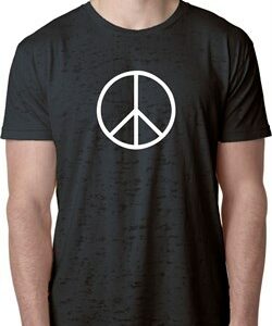 Mens Peace Shirt Basic Peace White Burnout Tee T-Shirt