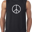 Mens Peace Shirt Basic Peace White Sleeveless Tee T-Shirt