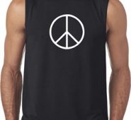 Mens Peace Shirt Basic Peace White Sleeveless Tee T-Shirt