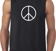 Mens Peace Shirt Basic Peace White Sleeveless Tee T-Shirt