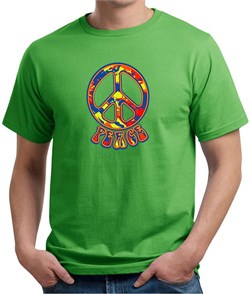 Mens Peace Shirt Funky Peace Organic Tee T-Shirt