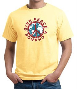 Mens Peace Shirt Give Peace a Chance Organic Tee T-Shirt