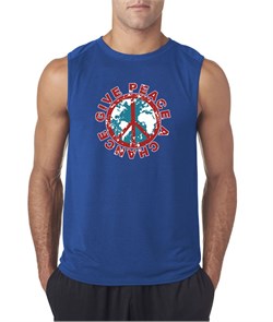 Mens Peace Shirt Give Peace a Chance Sleeveless Tee T-Shirt