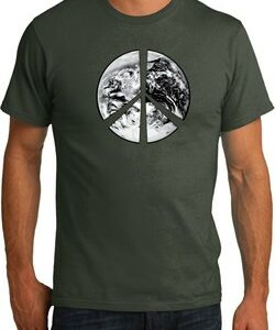 Mens Peace Shirt Peace Earth Organic Tee T-Shirt