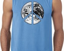 Mens Peace Shirt Peace Earth Sleeveless Tee T-Shirt