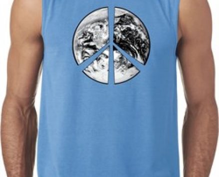 Mens Peace Shirt Peace Earth Sleeveless Tee T-Shirt