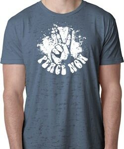 Mens Peace Shirt Peace Now Burnout Tee T-Shirt