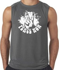 Mens Peace Shirt Peace Now Sleeveless Tee T-Shirt