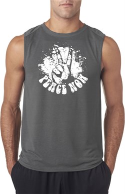 Mens Peace Shirt Peace Now Sleeveless Tee T-Shirt