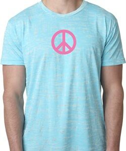 Mens Peace Shirt Pink Peace Burnout Tee T-Shirt