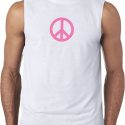 Mens Peace Shirt Pink Peace Sleeveless Tee T-Shirt