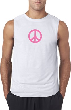 Mens Peace Shirt Pink Peace Sleeveless Tee T-Shirt