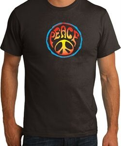 Mens Peace Shirt Psychedelic Peace Organic Tee T-Shirt