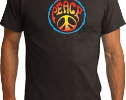 Mens Peace Shirt Psychedelic Peace Organic Tee T-Shirt
