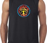 Mens Peace Shirt Psychedelic Peace Sleeveless Tee T-Shirt