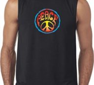 Mens Peace Shirt Psychedelic Peace Sleeveless Tee T-Shirt