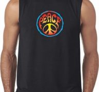 Mens Peace Shirt Psychedelic Peace Sleeveless Tee T-Shirt