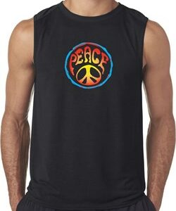 Mens Peace Shirt Psychedelic Peace Sleeveless Tee T-Shirt