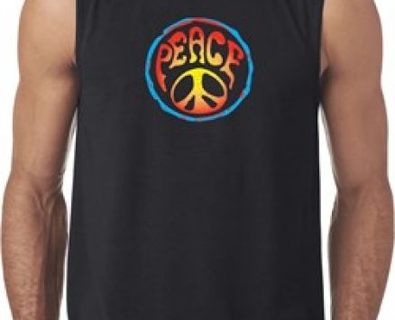 Mens Peace Shirt Psychedelic Peace Sleeveless Tee T-Shirt