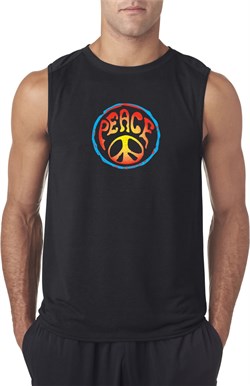 Mens Peace Shirt Psychedelic Peace Sleeveless Tee T-Shirt