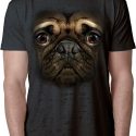 Mens Pug Shirt Big Pug Face Black Burnout Tee T-Shirt