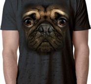 Mens Pug Shirt Big Pug Face Black Burnout Tee T-Shirt