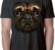 Mens Pug Shirt Big Pug Face Black Burnout Tee T-Shirt