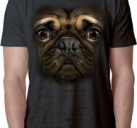 Mens Pug Shirt Big Pug Face Black Burnout Tee T-Shirt