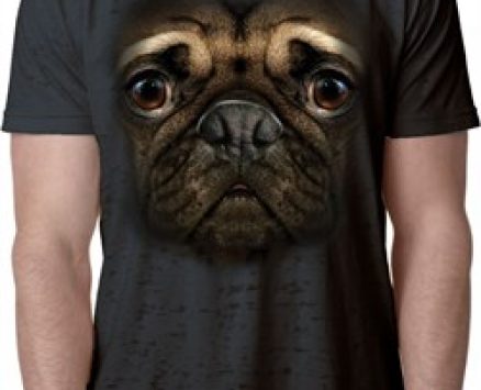 Mens Pug Shirt Big Pug Face Black Burnout Tee T-Shirt