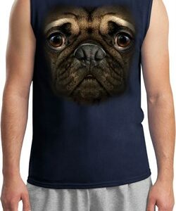 Mens Pug Shirt Big Pug Face Muscle Tee T-Shirt