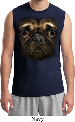 Mens Pug Shirt Big Pug Face Muscle Tee T-Shirt