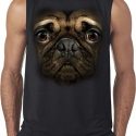 Mens Pug Shirt Big Pug Face Sleeveless Tee T-Shirt