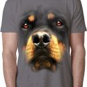 Mens Rottweiler Shirt Big Rottweiler Face Burnout T-Shirt