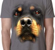 Mens Rottweiler Shirt Big Rottweiler Face Burnout T-Shirt