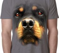 Mens Rottweiler Shirt Big Rottweiler Face Burnout T-Shirt
