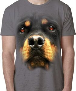 Mens Rottweiler Shirt Big Rottweiler Face Burnout T-Shirt