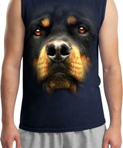 Mens Rottweiler Shirt Big Rottweiler Face Muscle Tee T-Shirt