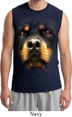 Mens Rottweiler Shirt Big Rottweiler Face Muscle Tee T-Shirt