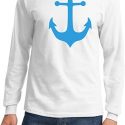 Mens Sailing Shirt Blue Anchor Long Sleeve Tee T-Shirt