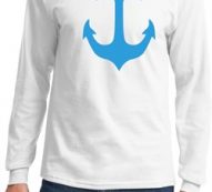 Mens Sailing Shirt Blue Anchor Long Sleeve Tee T-Shirt