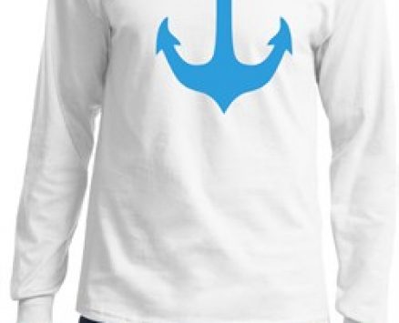 Mens Sailing Shirt Blue Anchor Long Sleeve Tee T-Shirt