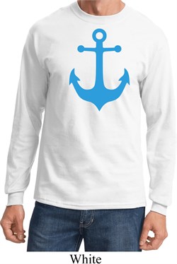 Mens Sailing Shirt Blue Anchor Long Sleeve Tee T-Shirt