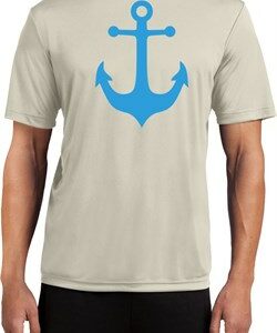 Mens Sailing Shirt Blue Anchor Moisture Wicking Tee