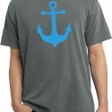 Mens Sailing Shirt Blue Anchor Pigment Dyed Tee T-Shirt