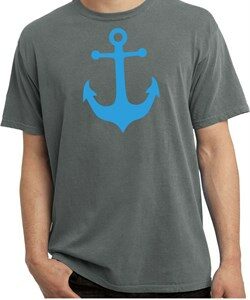 Mens Sailing Shirt Blue Anchor Pigment Dyed Tee T-Shirt