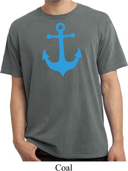 Mens Sailing Shirt Blue Anchor Pigment Dyed Tee T-Shirt